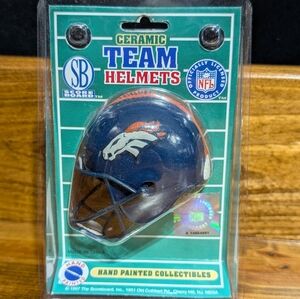 NFL Denver Broncos Football Miniature Ceramic Hand Painted Helmet